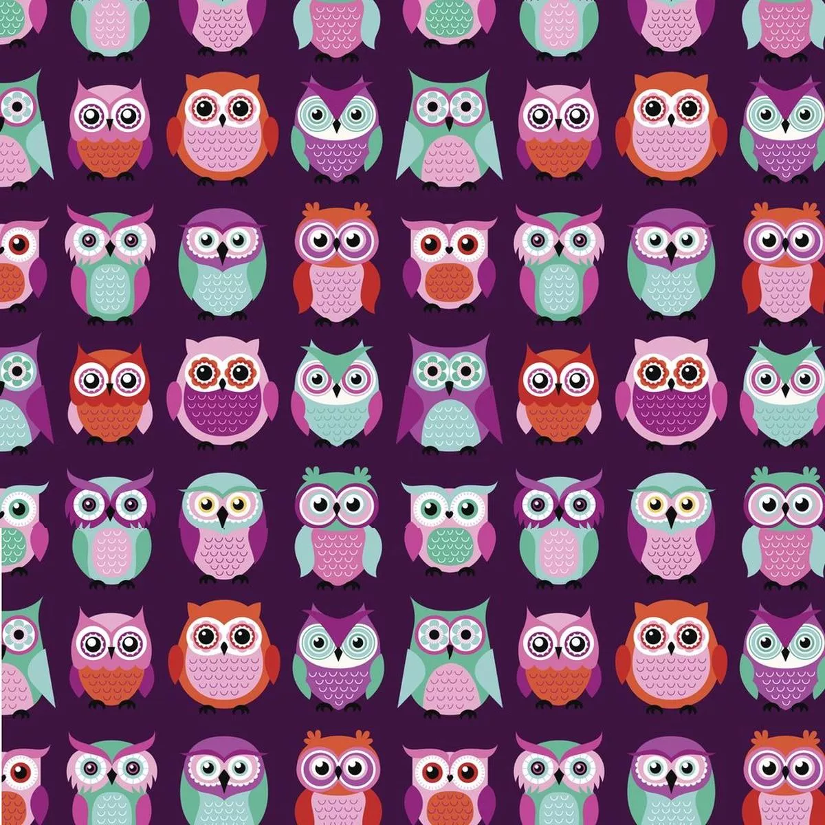 cute-cartoon-owl-fabric-purple Cute Cartoon Owl Fabric – Purple