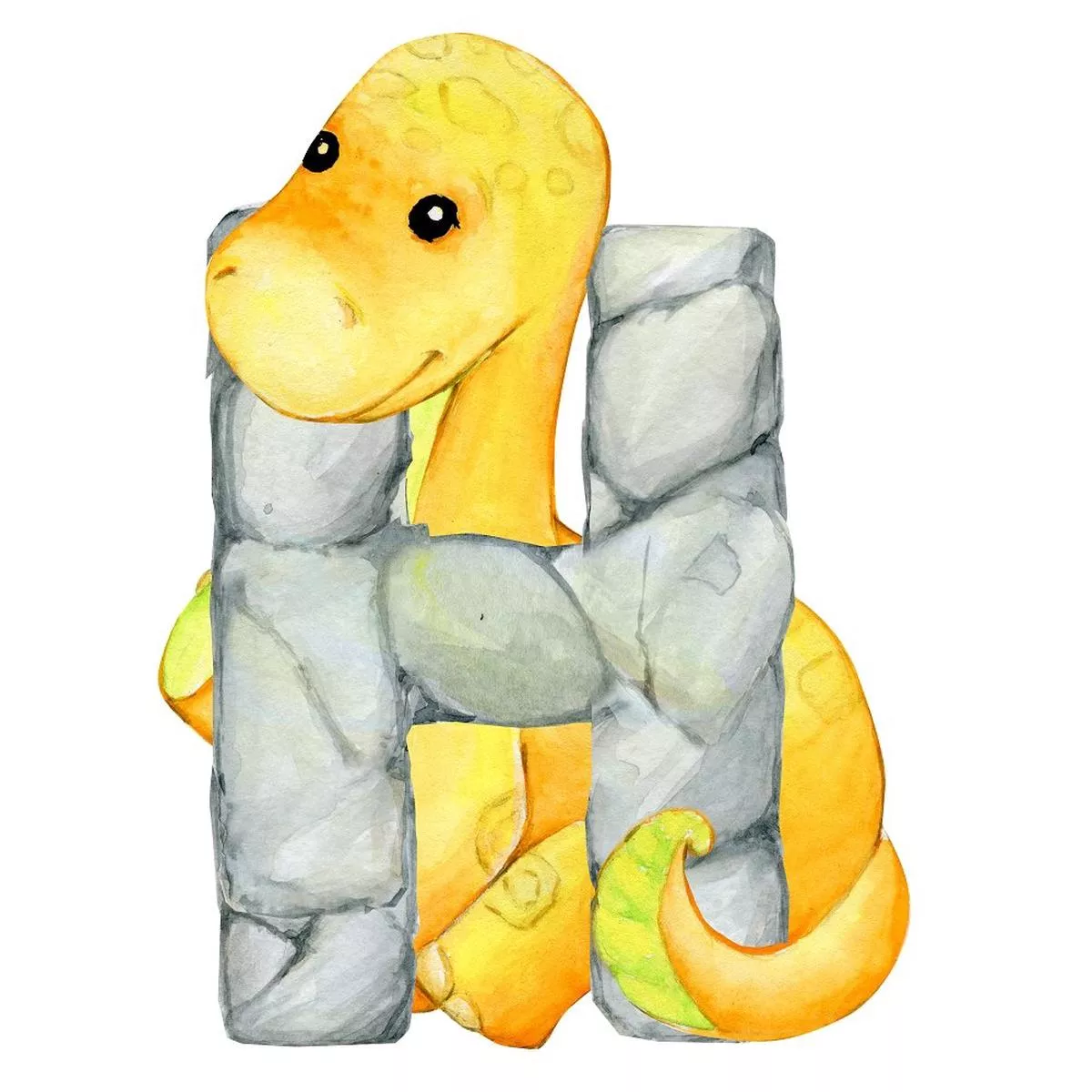Cute Dinosaur “H” Fabric Panel