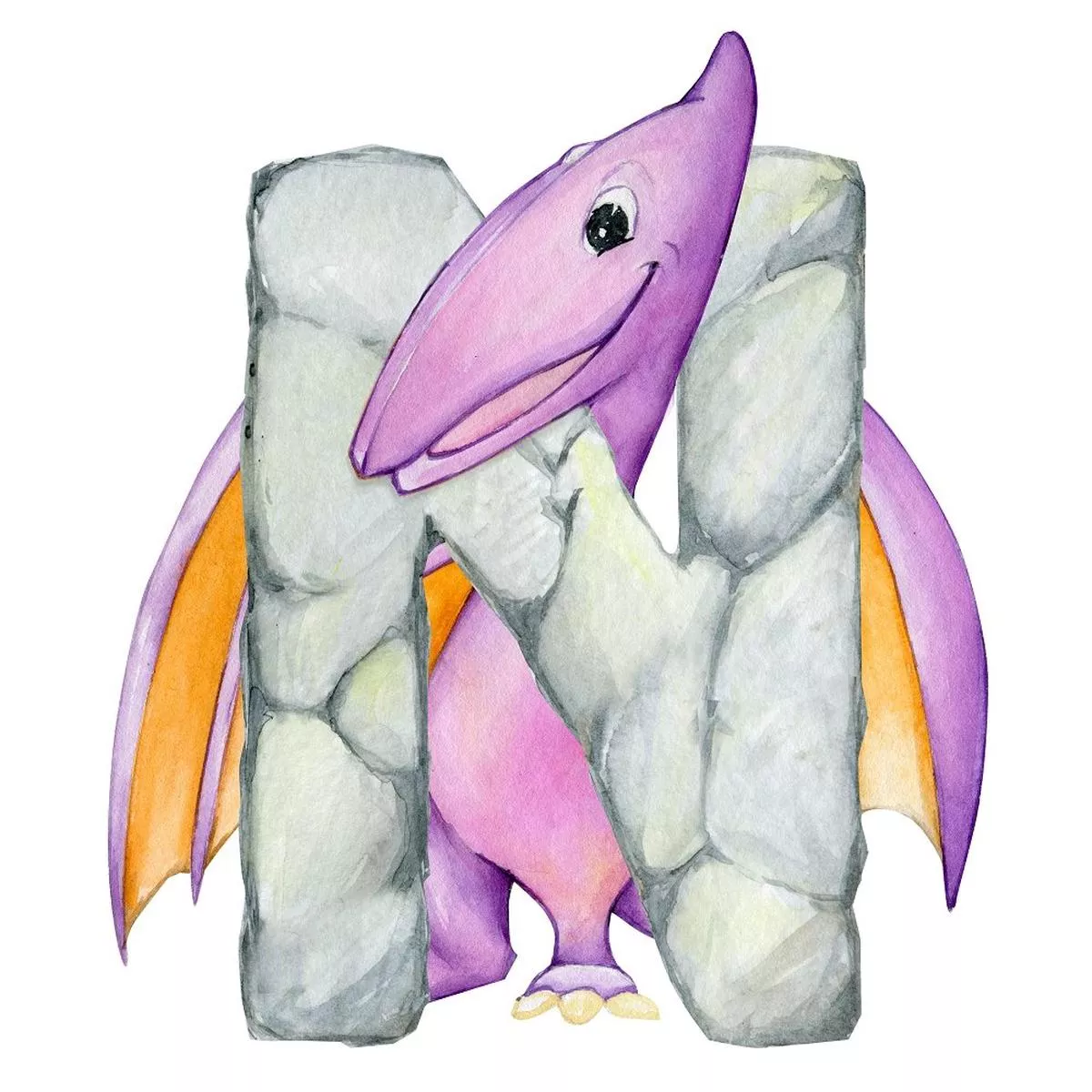 cute-dinosaur-n-fabric-panel Cute Dinosaur “N” Fabric Panel