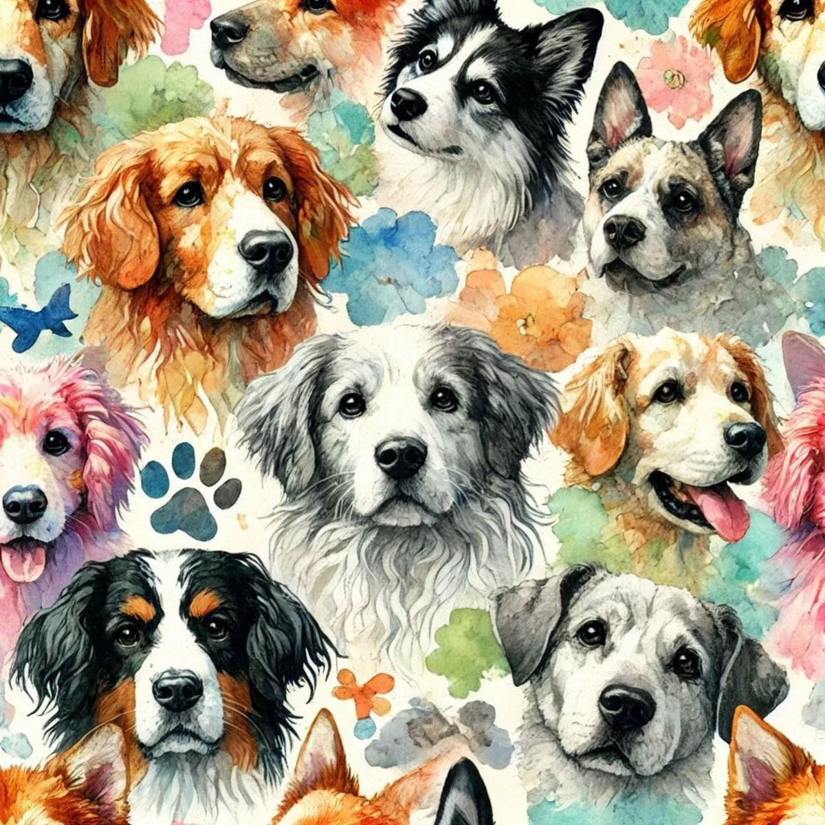 Cute Dog Pattern 27 Quilting Cotton Fabric