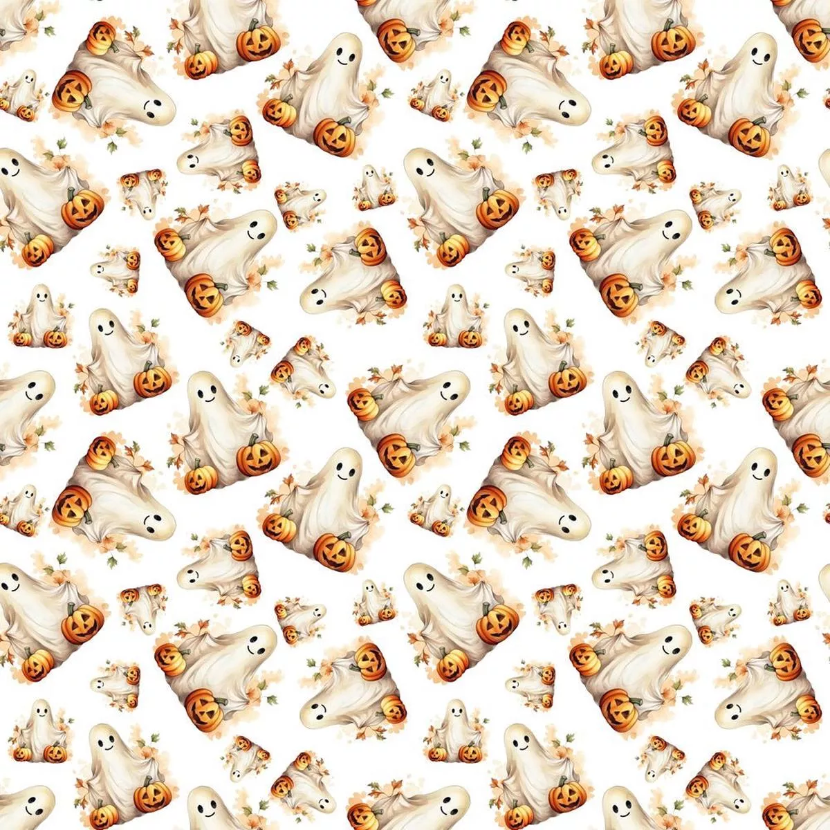 Cute Ghosts & Pumpkin Fabric
