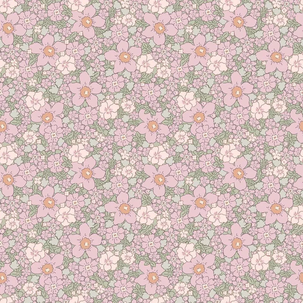Cute Kittens & Floral Pattern #6 Fabric