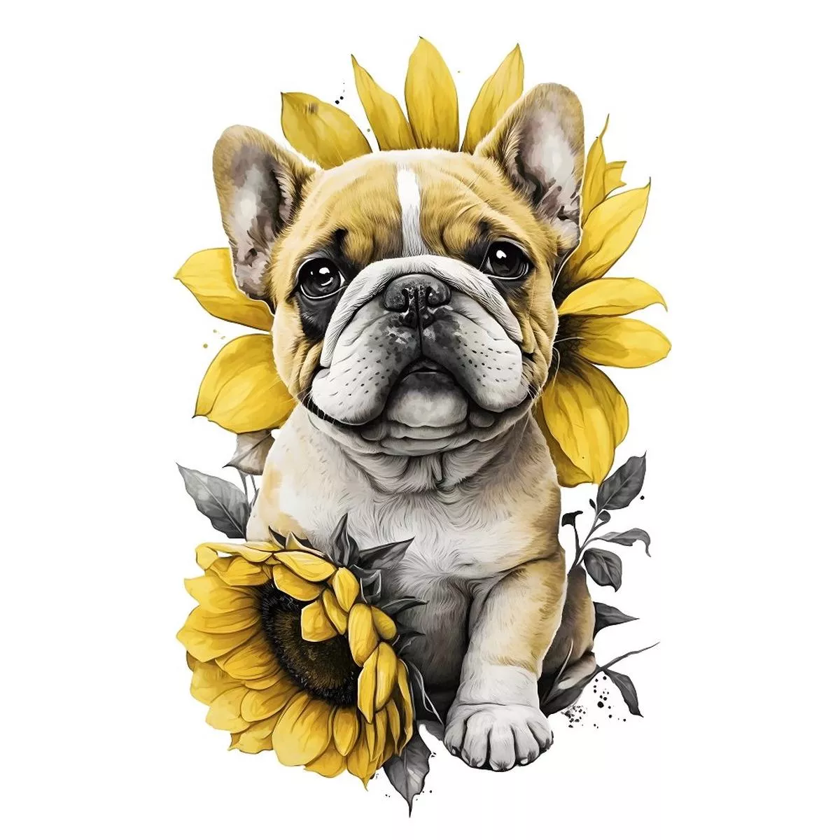 cute-puppies-sunflowers-12-fabric-panel Cute Puppies Sunflowers 12 Fabric Panel