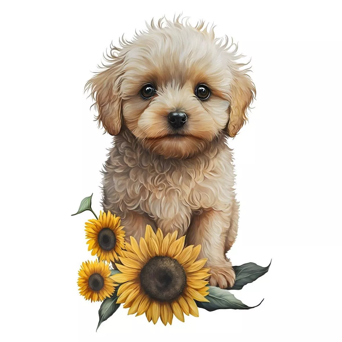 cute-puppies-sunflowers-7-fabric-panel Cute Puppies & Sunflowers #7 Fabric Panel