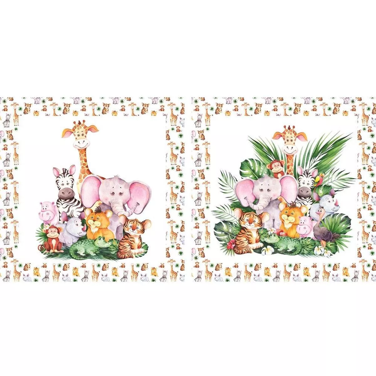 Cute Safari Animals Pillow Panels