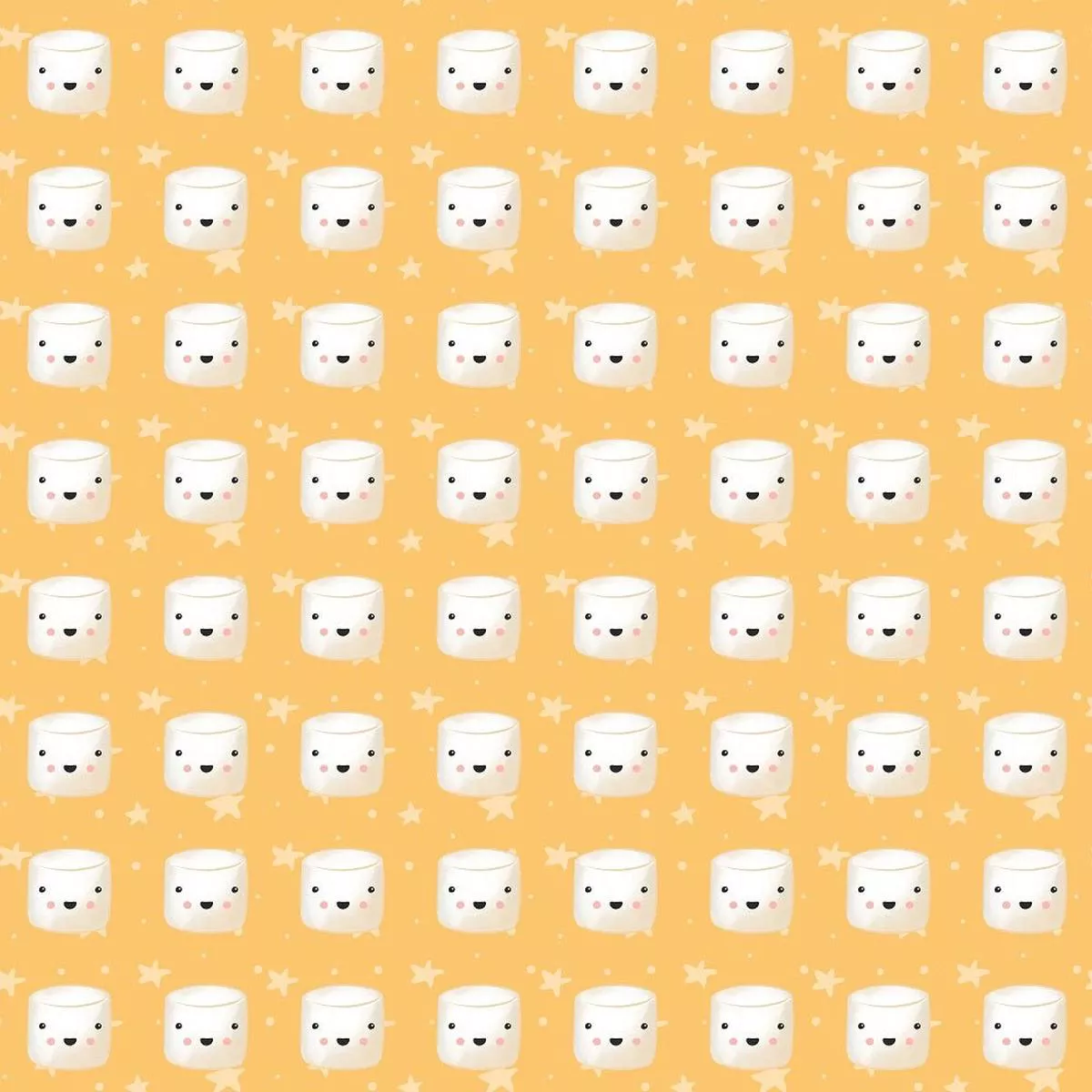 Cute Smores Marshmallows Fabric – Orange