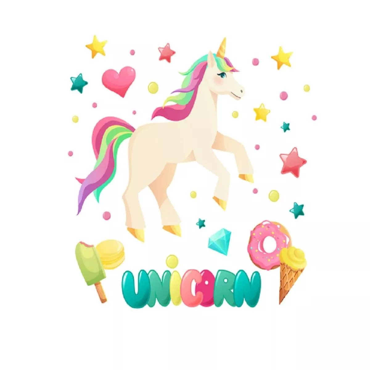cute-unicorn-fabric-panel-multi Cute Unicorn Fabric Panel – Multi
