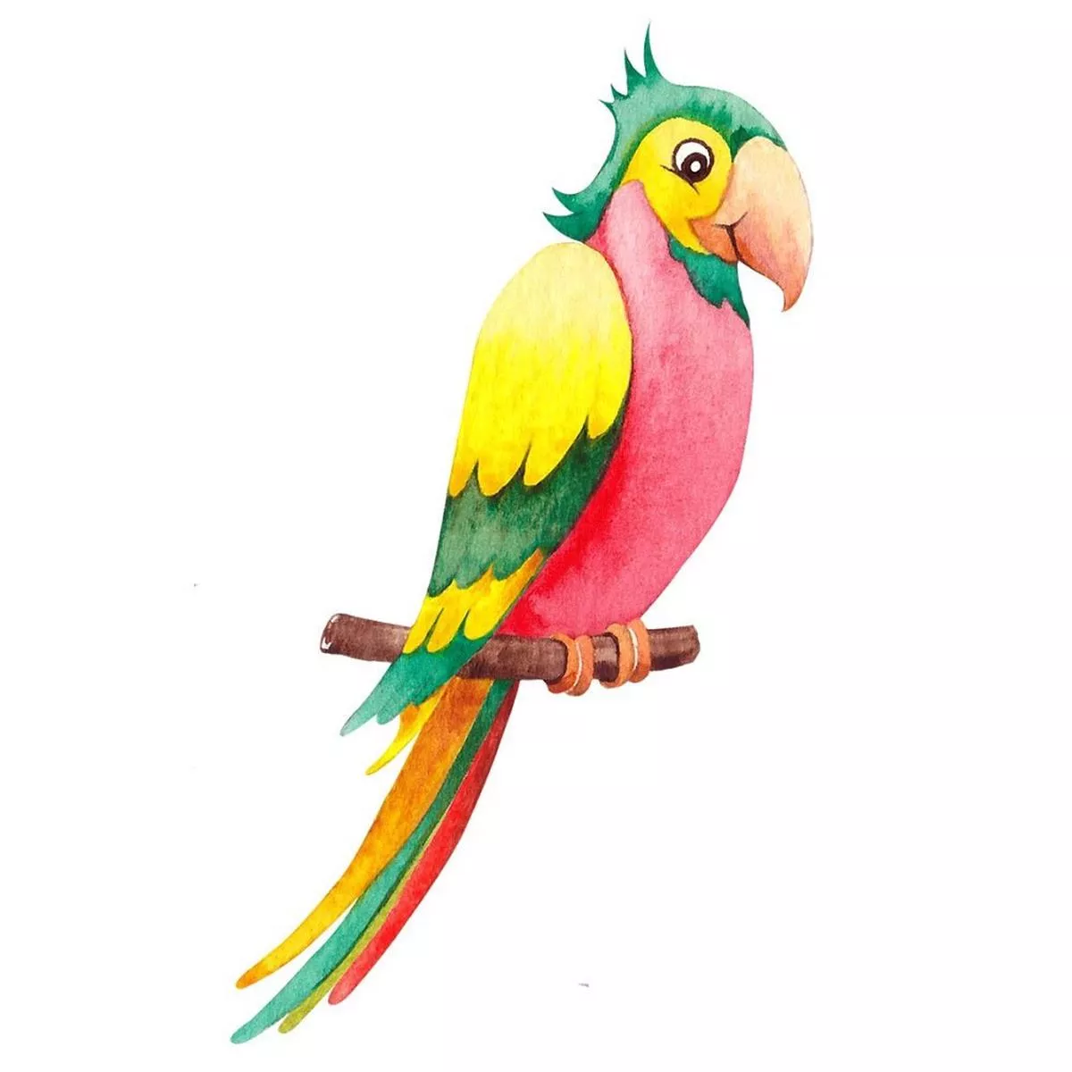 Cute Watercolor Parrot Fabric Panel