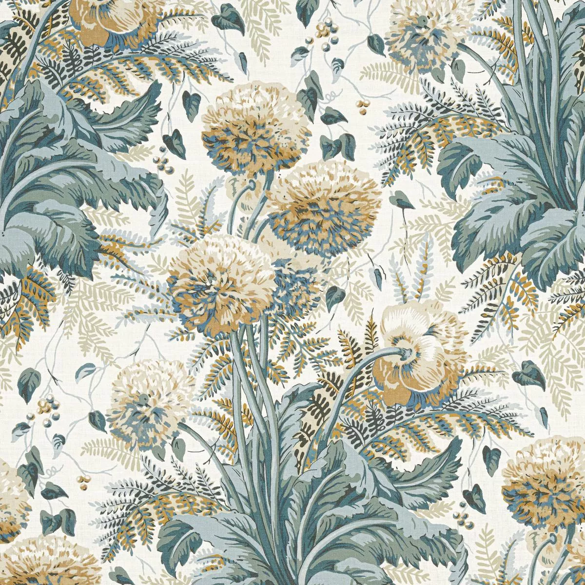 dahlia-soft-gold-on-cream-fabric Dahlia Soft Gold on Cream Fabric