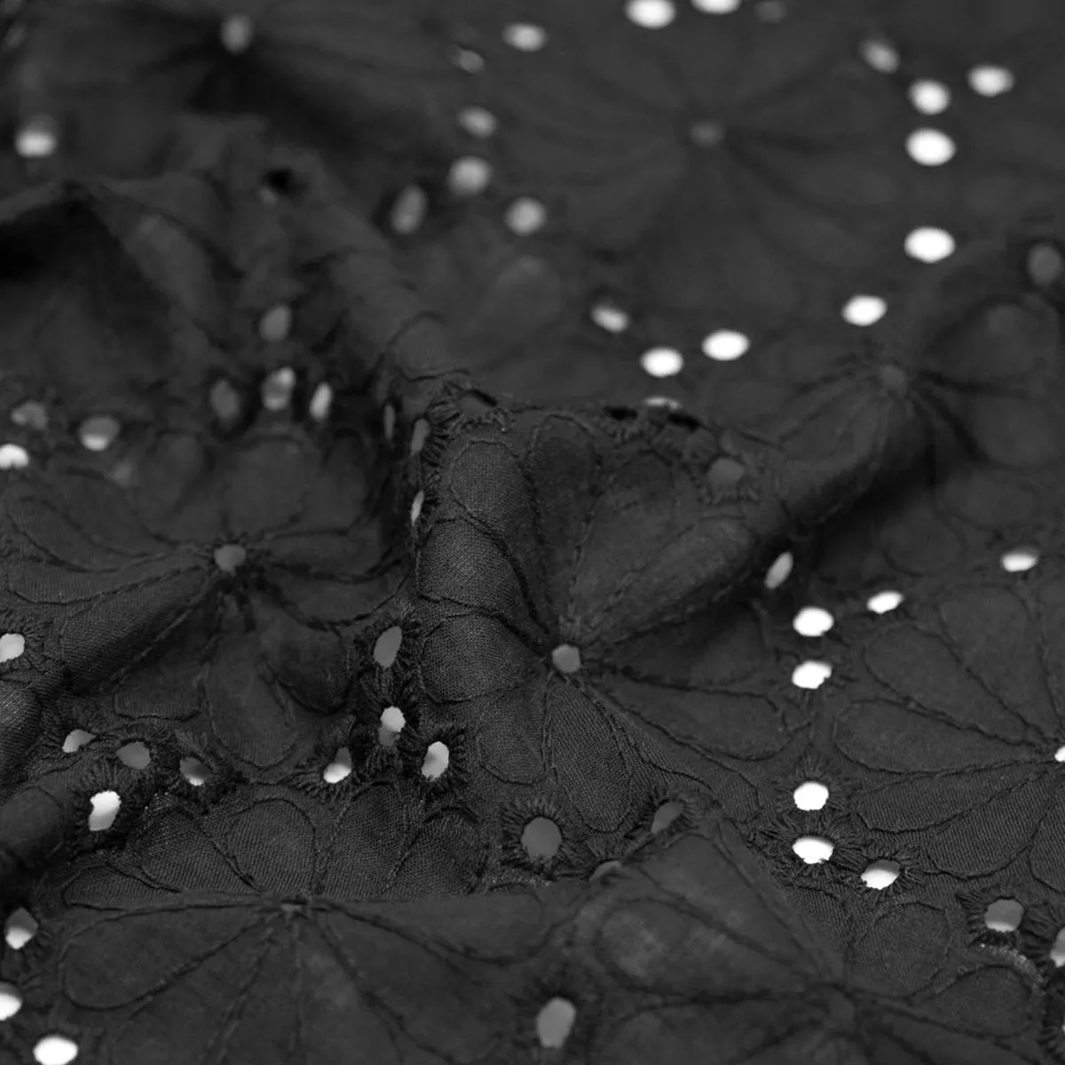 Daisy Pop Cotton Eyelet – Black