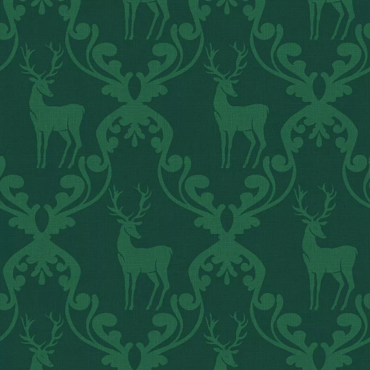 damask-holiday-deer-on-green-fabric Damask Holiday Deer on Green Fabric