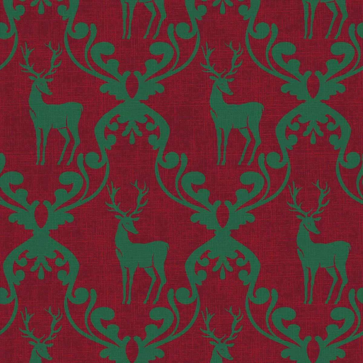 damask-holiday-deer-on-green-red-fabric Damask Holiday Deer on Green & Red Fabric