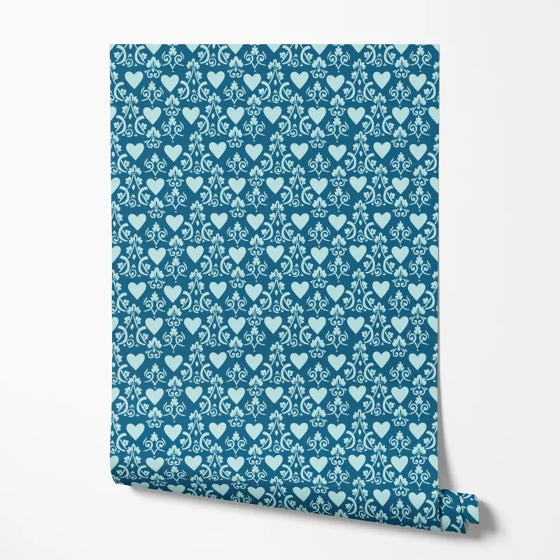 damasked-heart-on-bayou-blue-wallpaper Damasked Heart on Bayou Blue Wallpaper