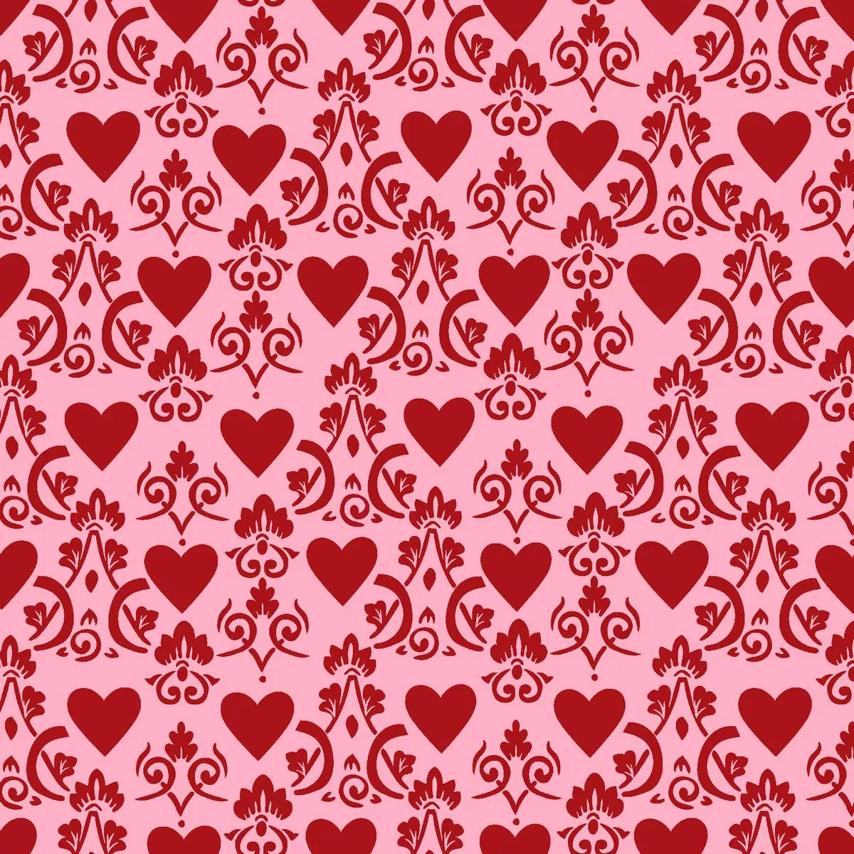 Damasked Heart on Blush Fabric