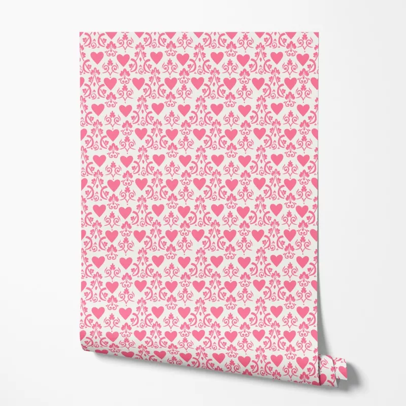 Damasked Heart on Ruby Wallpaper