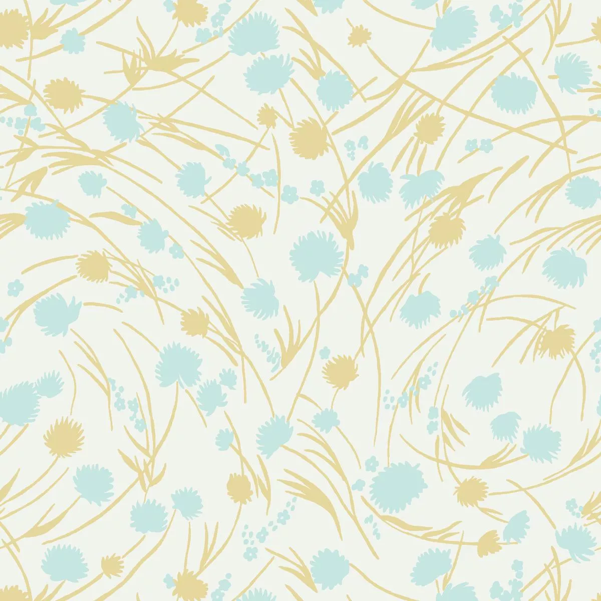 Dandelion Breeze on Mint Fabric
