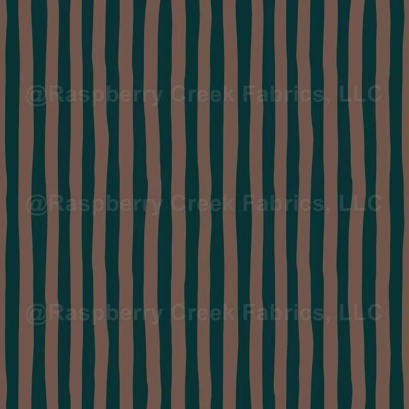 Dark Teal & Coffee Brown Wonky Stripes