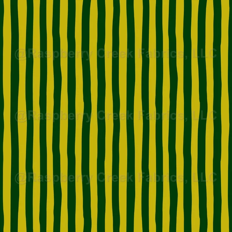 Dark Yellow & Forest Green Wonky Stripes