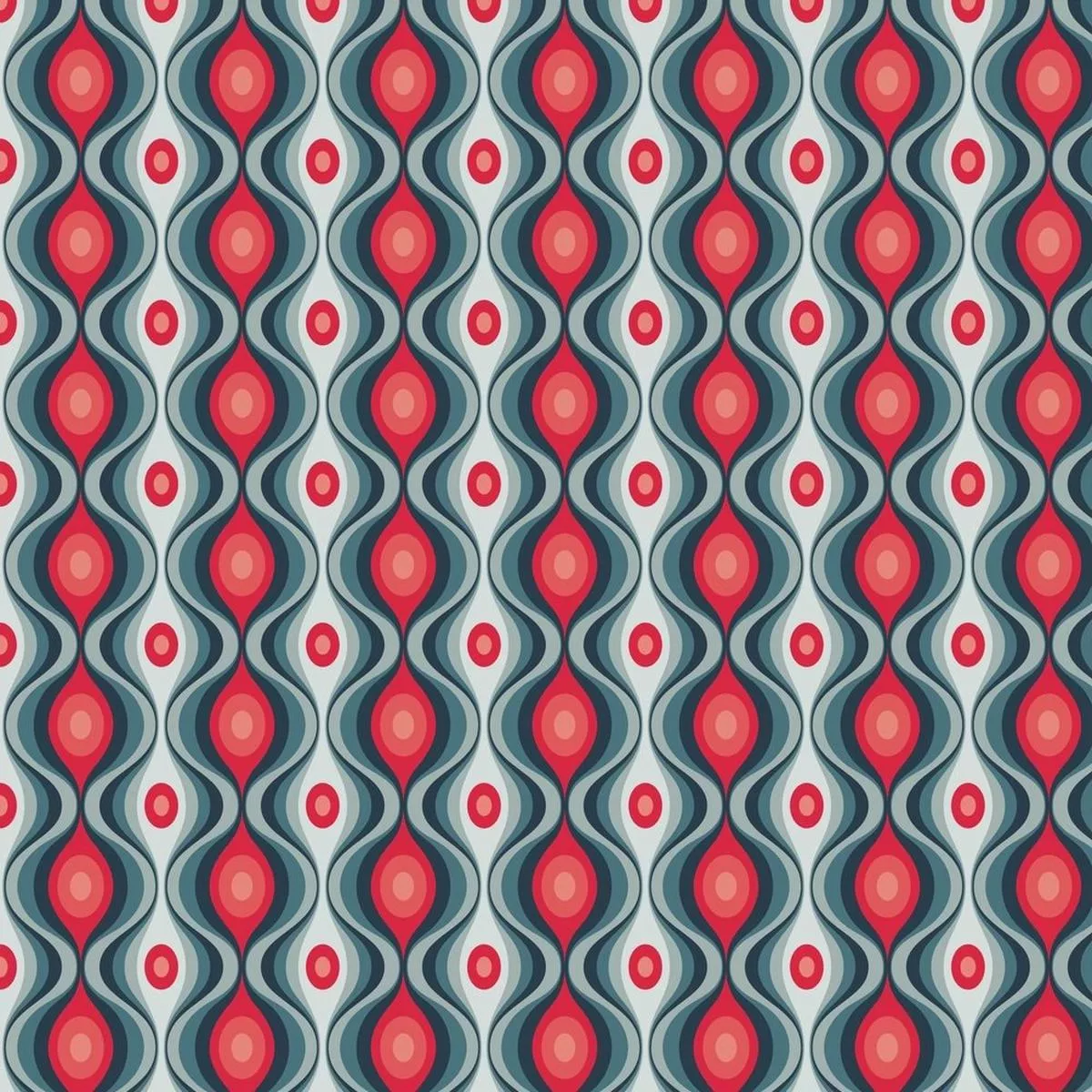 Decorative Retro Ornament Fabric Variation 3 – Blue