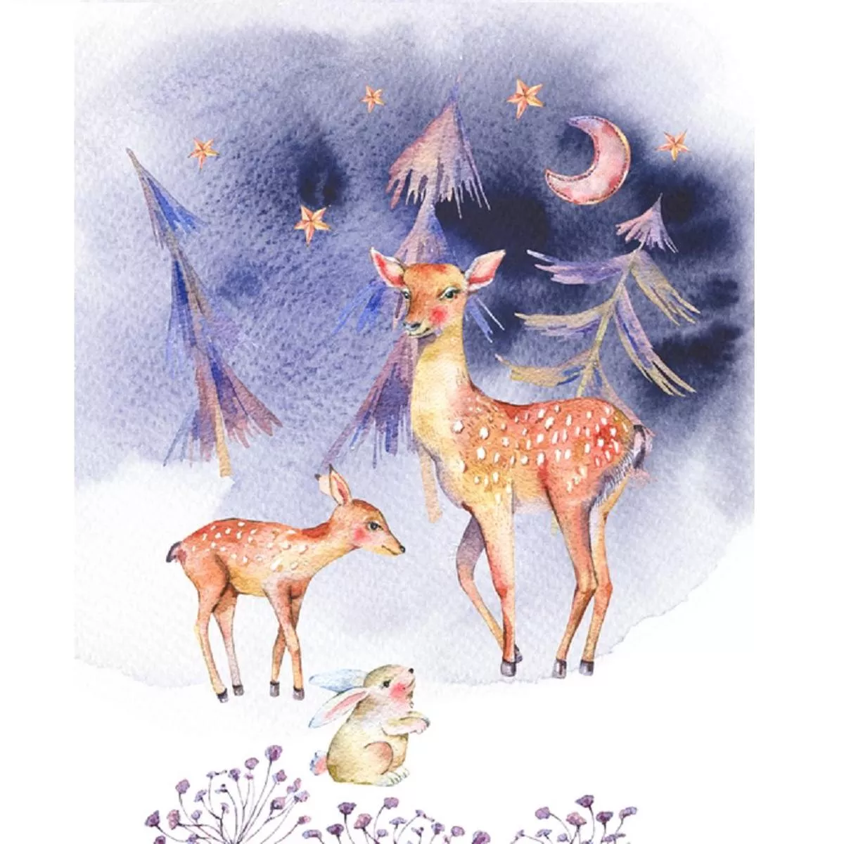 deer-in-magical-forest-fabric-panel Deer In The Magical Forest Fabric Panel