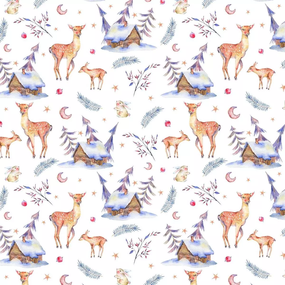 deer-strolling-through-magical-forest-fabric Deer Strolling Through The Magical Forest Fabric