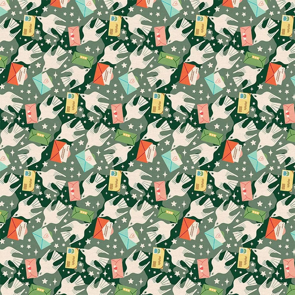 Delivery Birds – Dark Green – Rayon