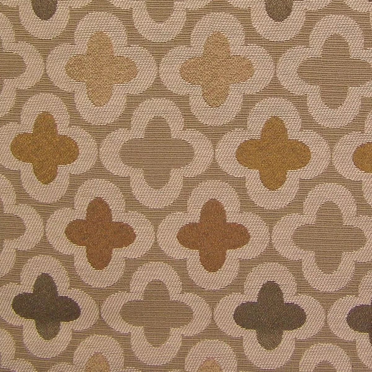 Designtex Bunta Oleander Quatrefoil Pattern Tan Upholstery Fabric