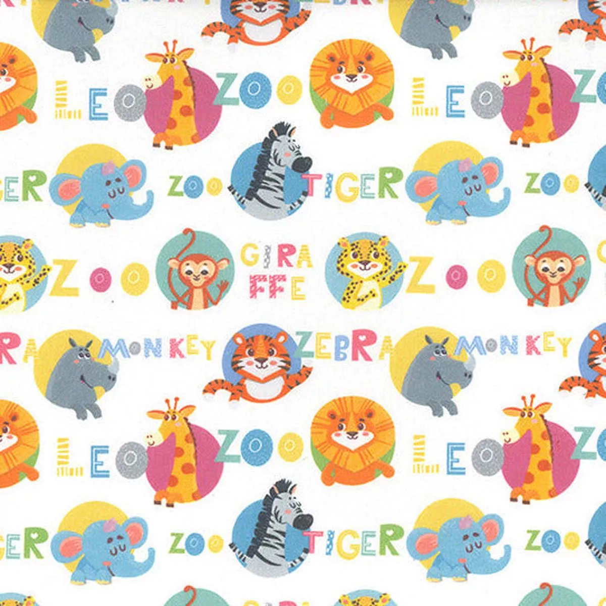 Digital Cotton Prints – Cute Zoo Animals Print