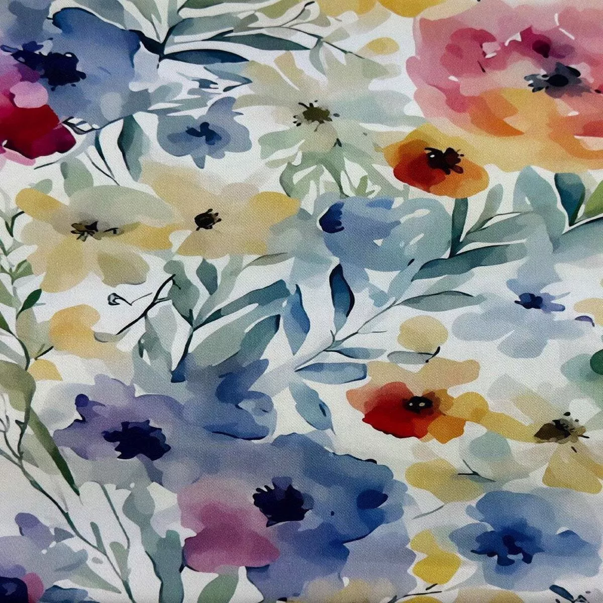 Digital Dreamy Floral Sateen White / Multi