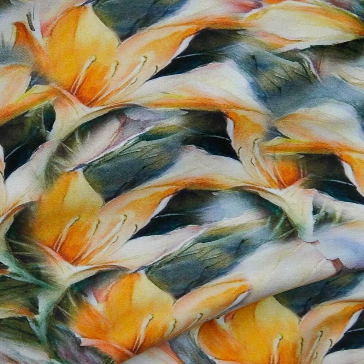 Digital Lily Sateen Yellow Multi