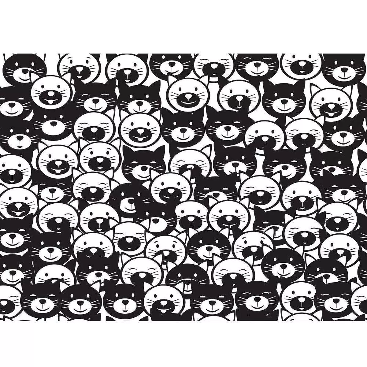 Digitally Printed Packed Cartoon Cats Fabric