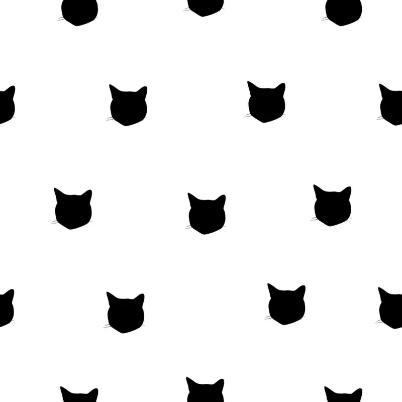Digitally Printed Realistic Cat Silhouettes Fabric