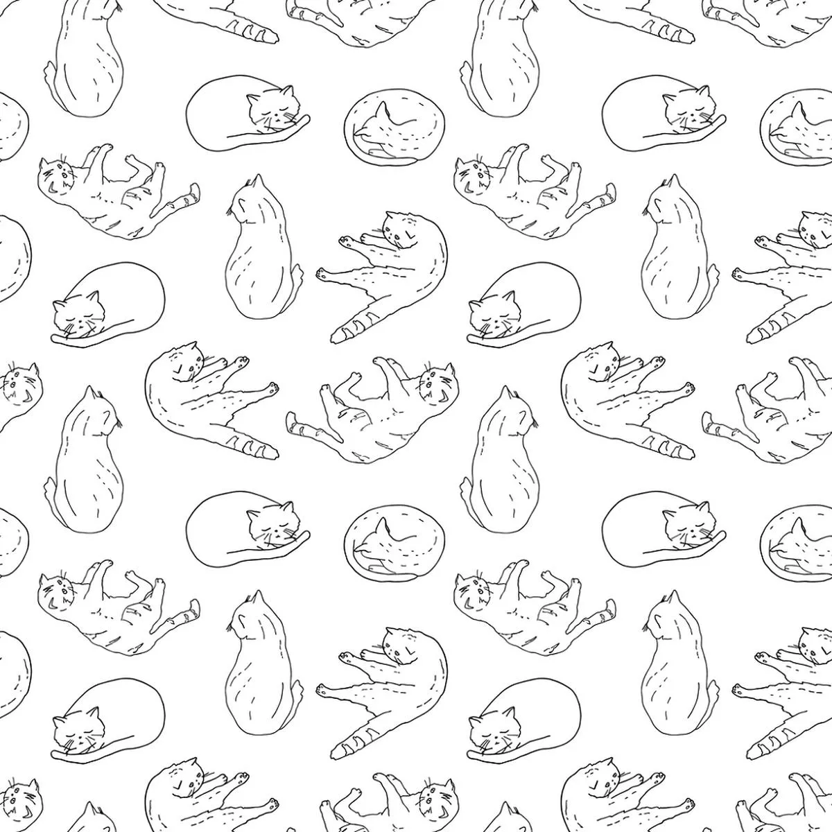 digitally-printed-sleepy-cats-fabric Digitally Printed Sleepy Cats Fabric