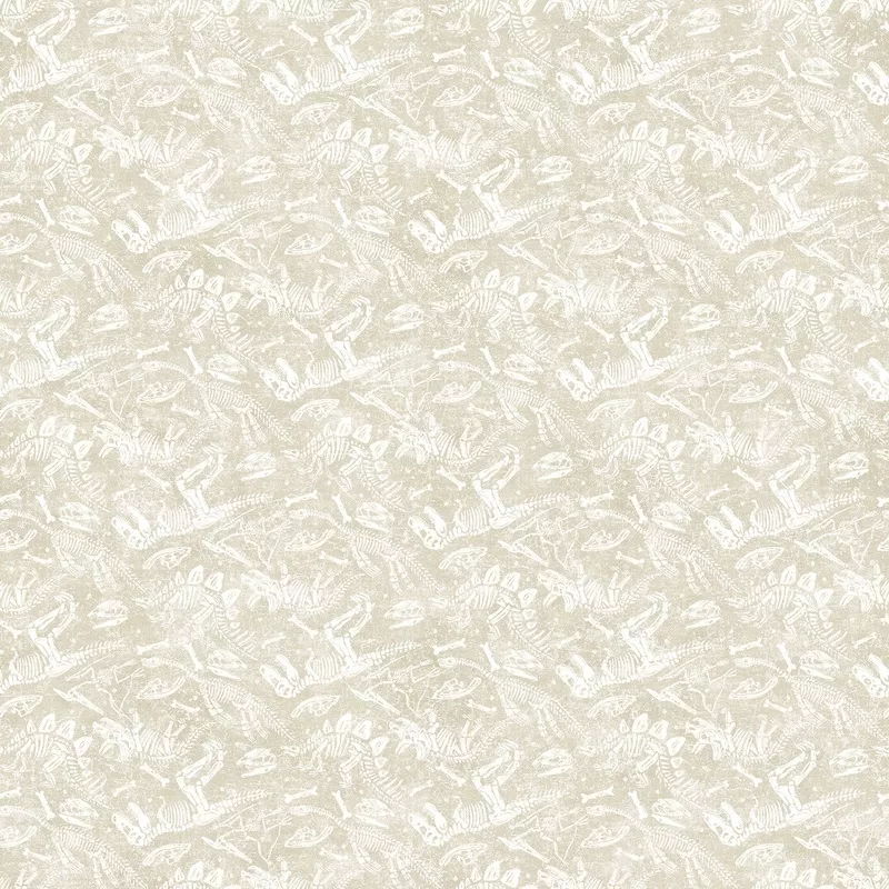 Dino Roar, Dino Bones, Cream, Cotton Fabric