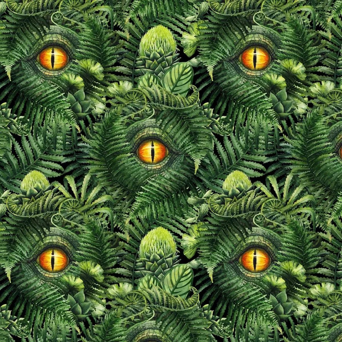 Dinosaur Eye Fabric – Green/Black