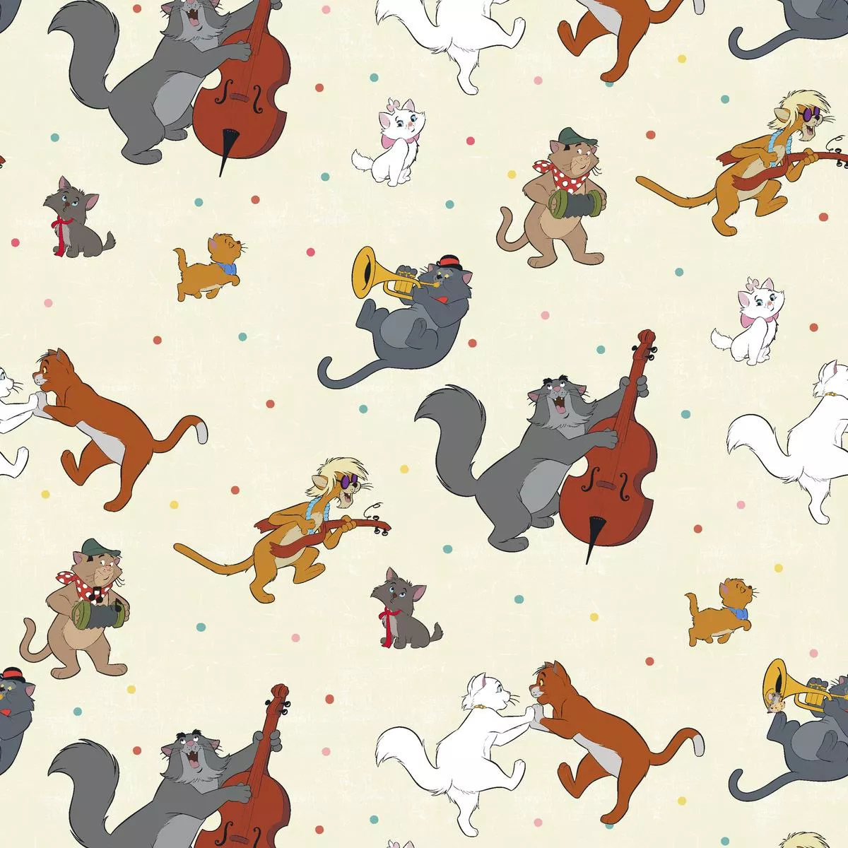 disney-aristocats-musicians-toss-fabric Disney Aristocats Musicians Toss Fabric