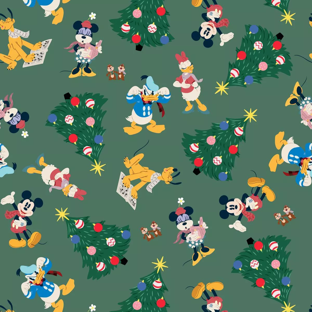disney-christmas-characters-pattern-in-green Disney Christmas Characters Pattern in Green