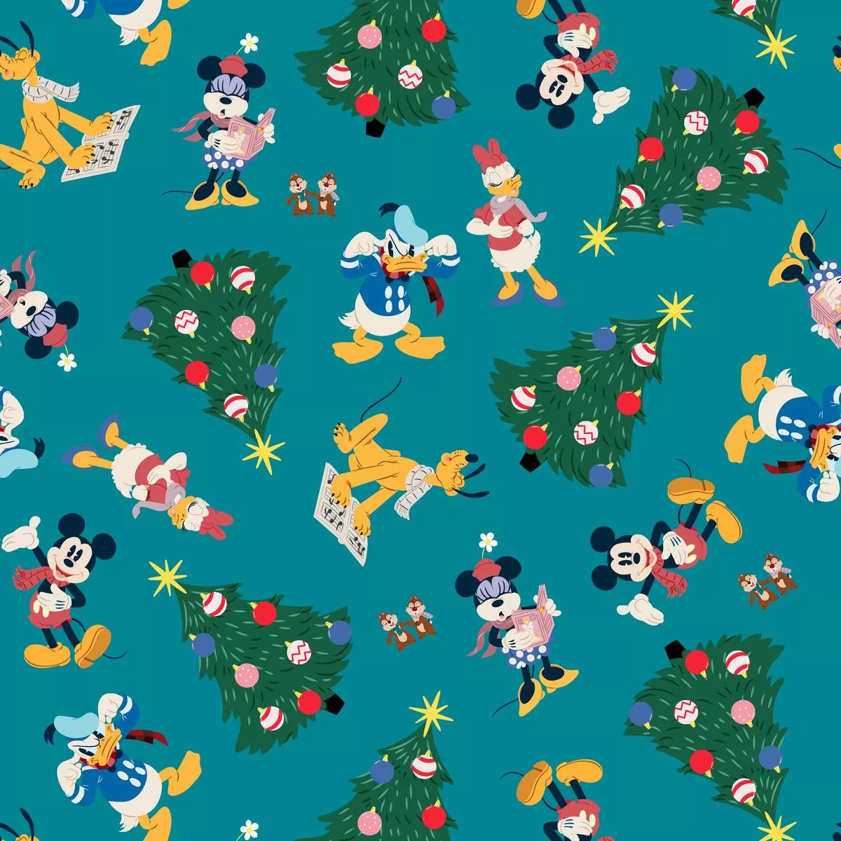 disney-christmas-characters-pattern-in-teal Disney Christmas Characters Pattern in Teal