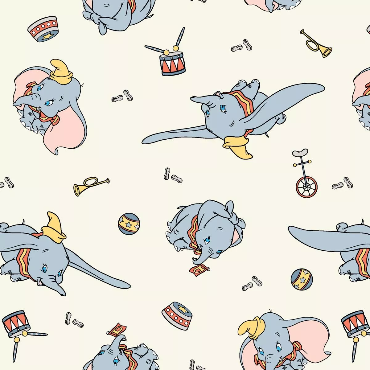 disney-dumbo-circus-pattern-in-blue-fabric Disney Dumbo Circus Pattern in Blue Fabric