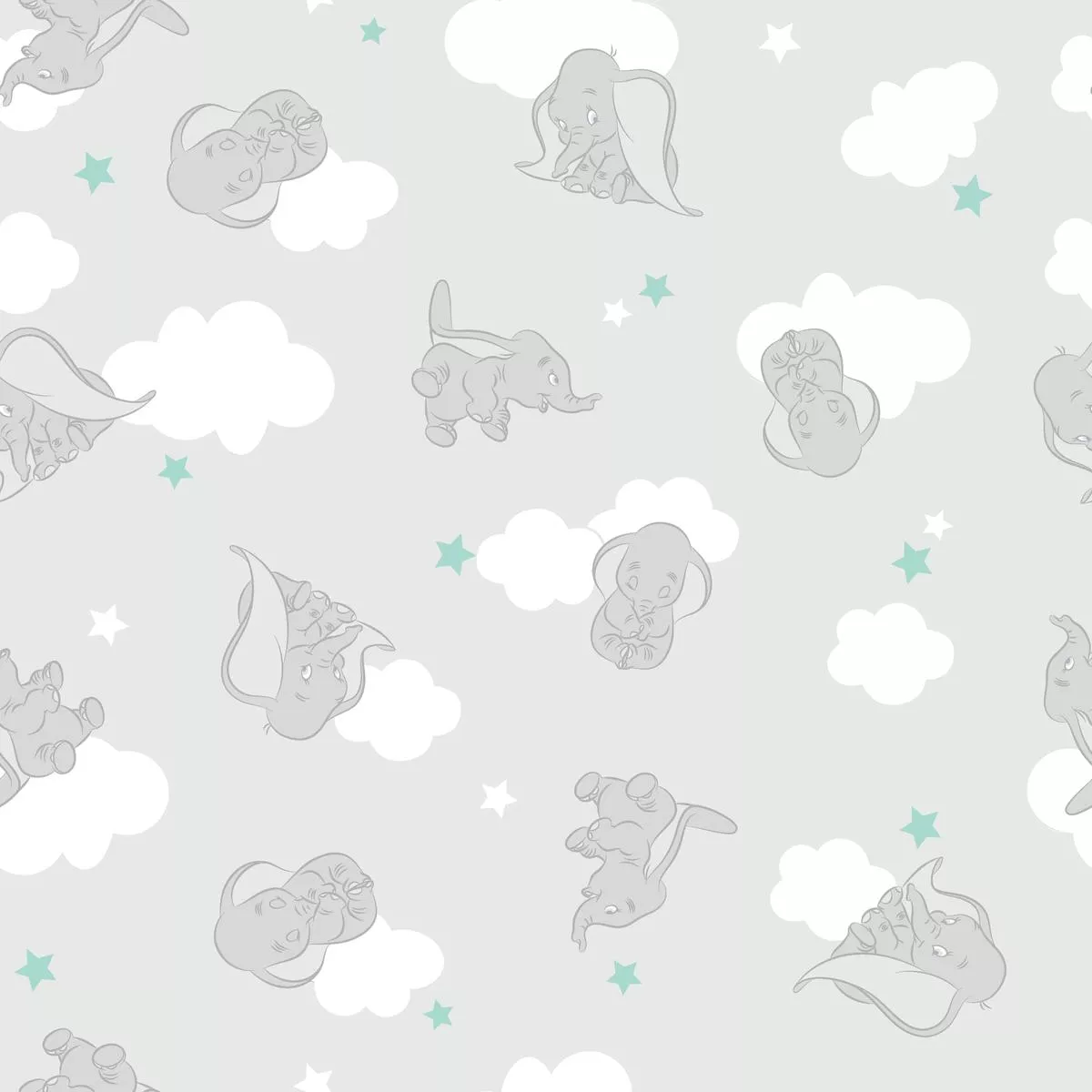 disney-dumbo-clouds-stars-pattern-fabric Disney Dumbo Clouds & Stars Pattern Fabric
