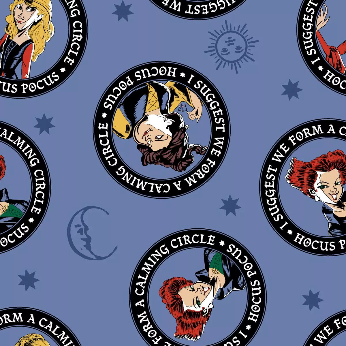 disney-hocus-pocus-purple-celestial-badges-fabric Disney Hocus Pocus Purple Celestial Badges Fabric