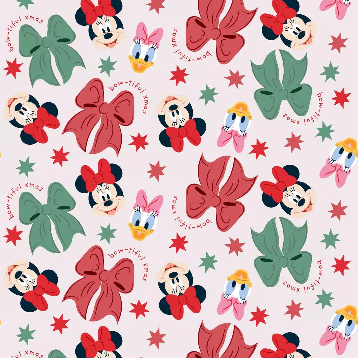 Disney Mickey & Friends Bow Holiday Pattern on Ivory