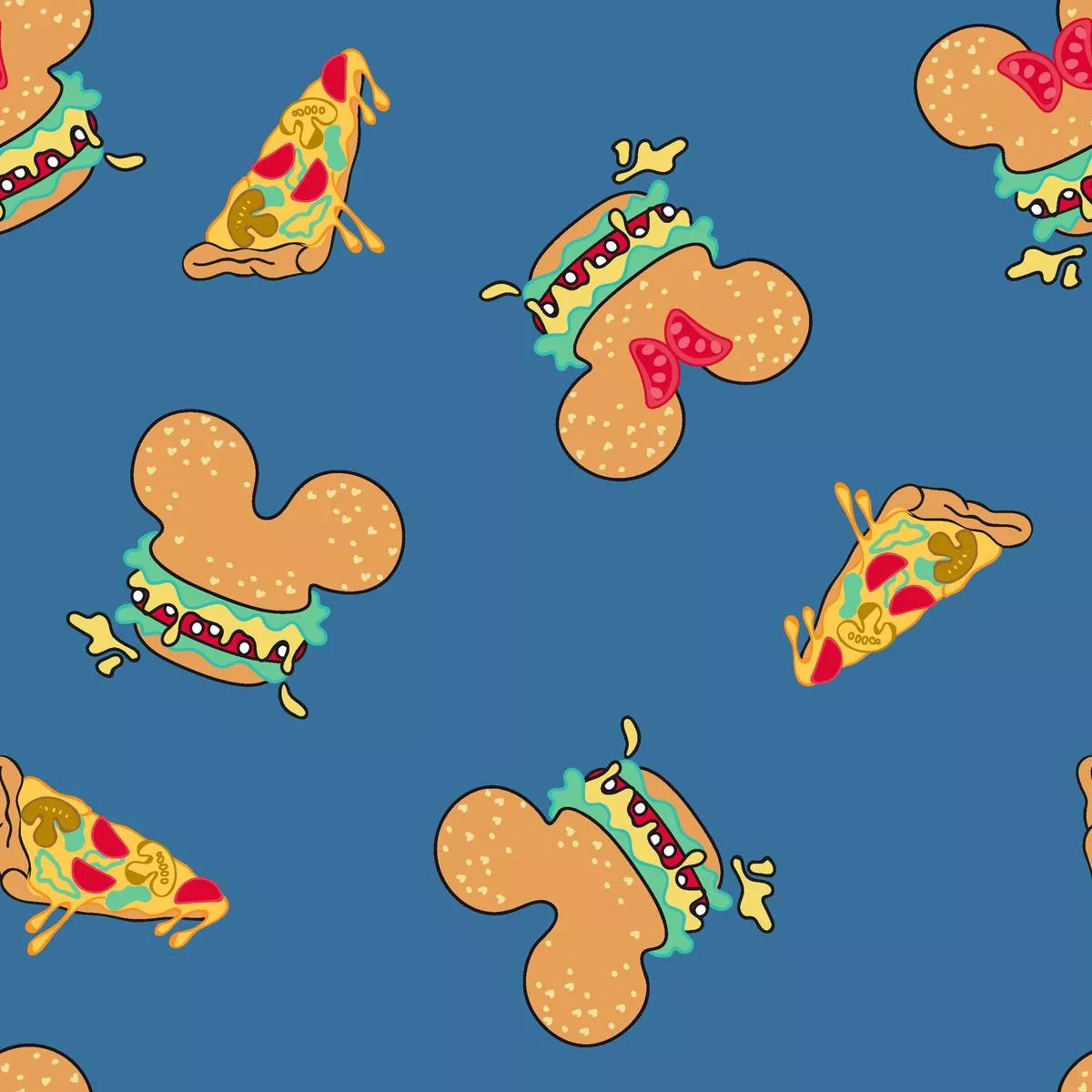 Disney Mickey Mouse Food Fun Fabric