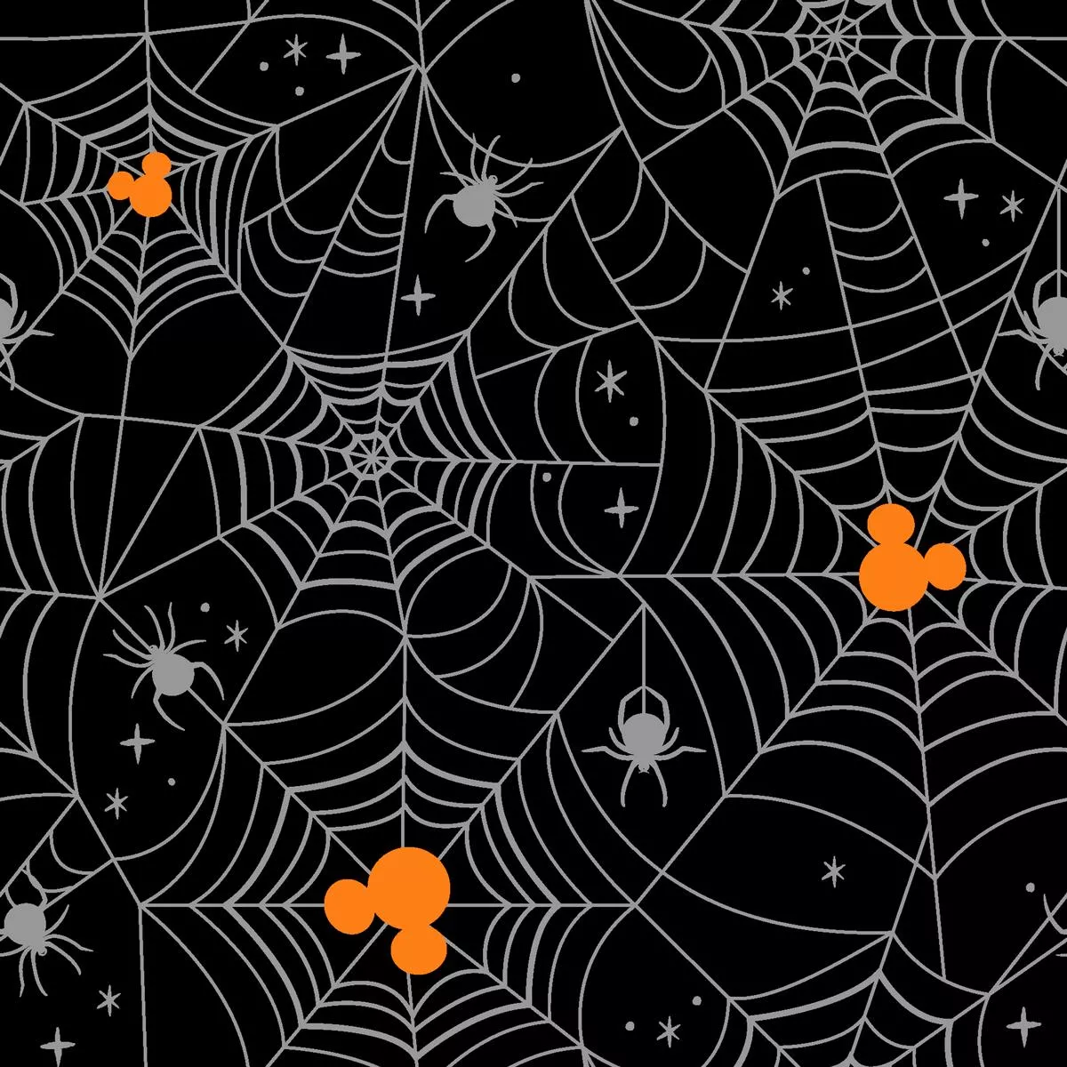Disney Mickey Mouse Halloween Black Spider Fabric