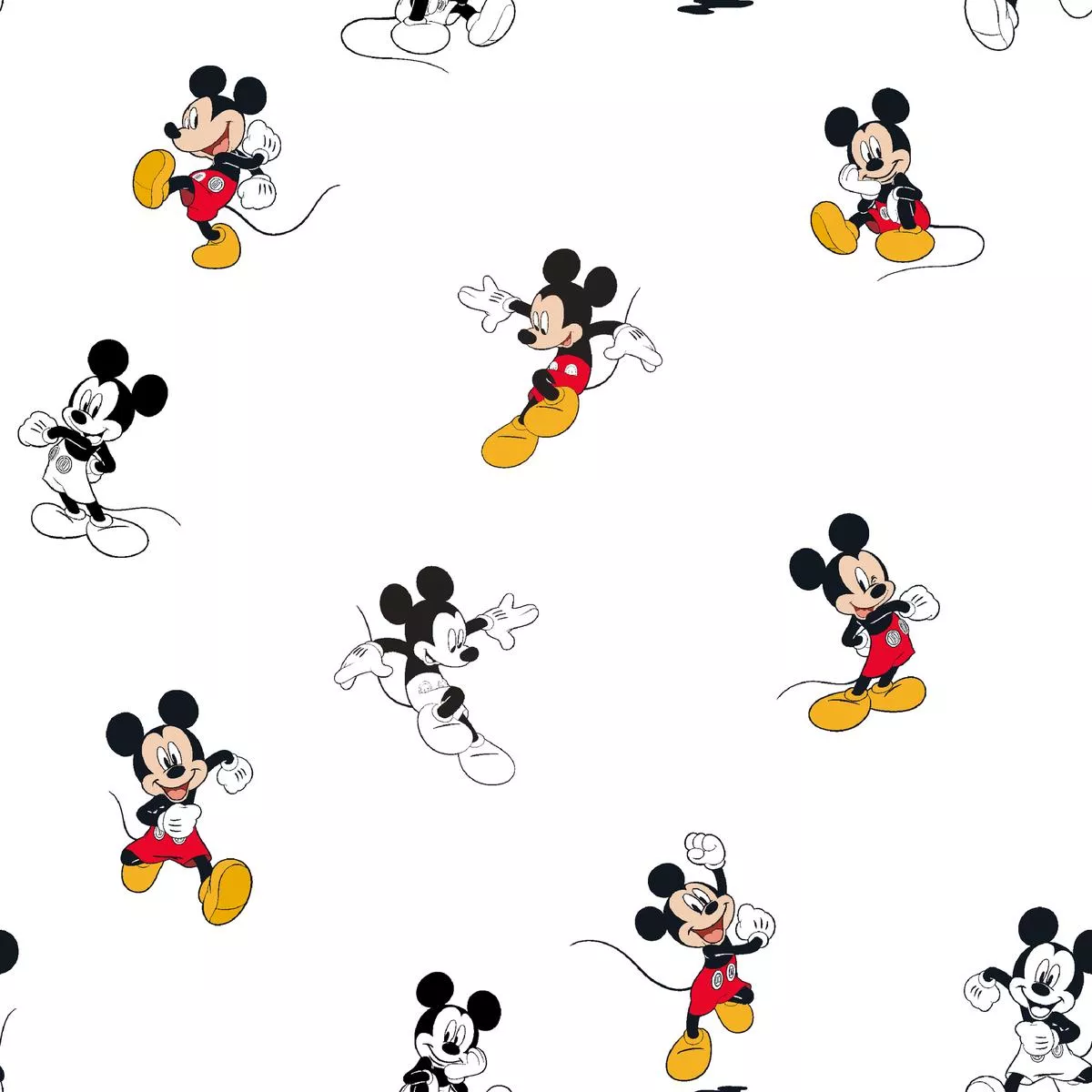 disney-mickey-mouse-in-playful-poses-fabric Disney Mickey Mouse in Playful Poses Fabric