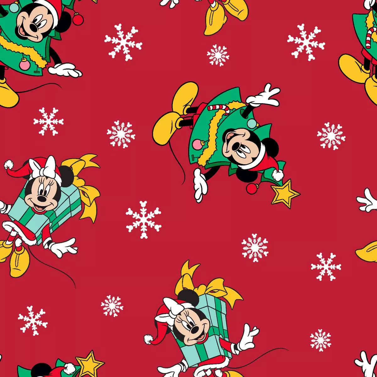 disney-mickey-mouse-snowy-christmas-fabric Disney Mickey Mouse Snowy Christmas Fabric