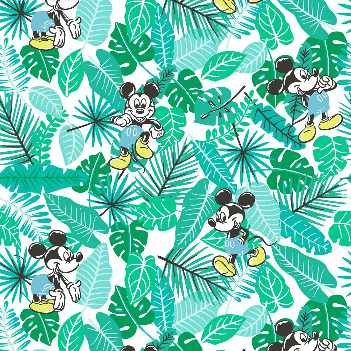 disney-mickey-mouse-tropical-leaf-fabric Disney Mickey Mouse Tropical Leaf Fabric