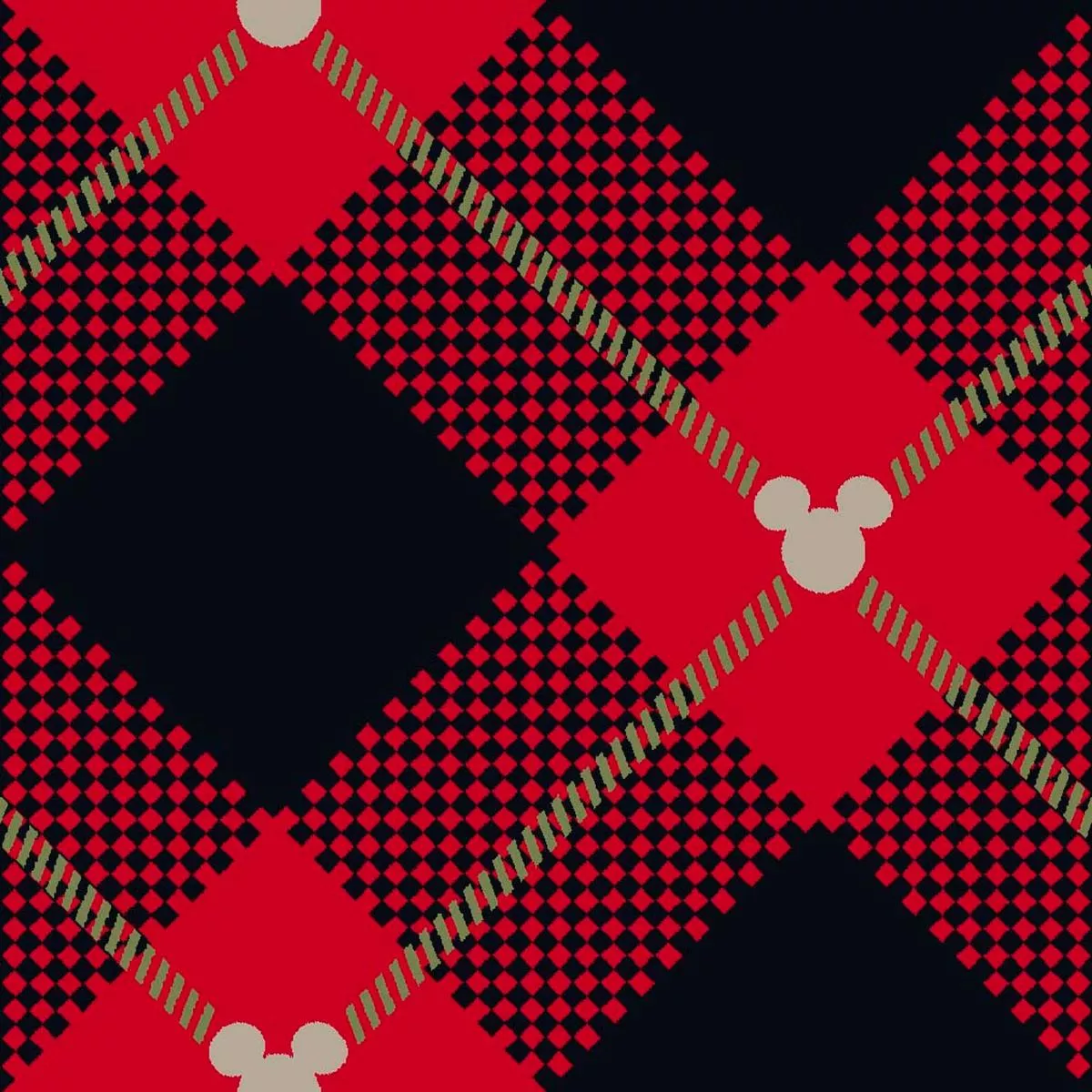 Disney Mickey Mouse Yuletide Plaid on Red