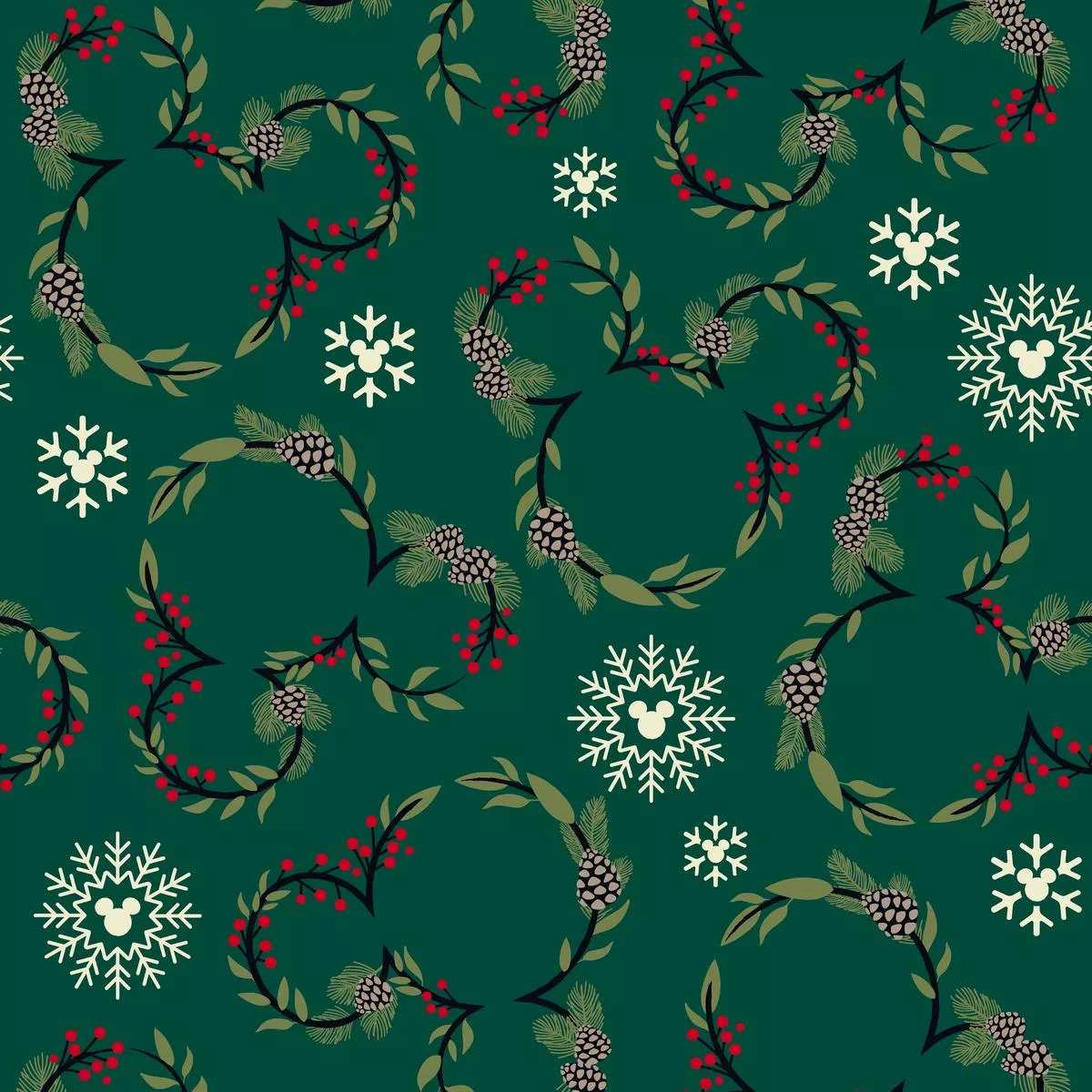 Disney Mickey Mouse Yuletide Wreath on Green