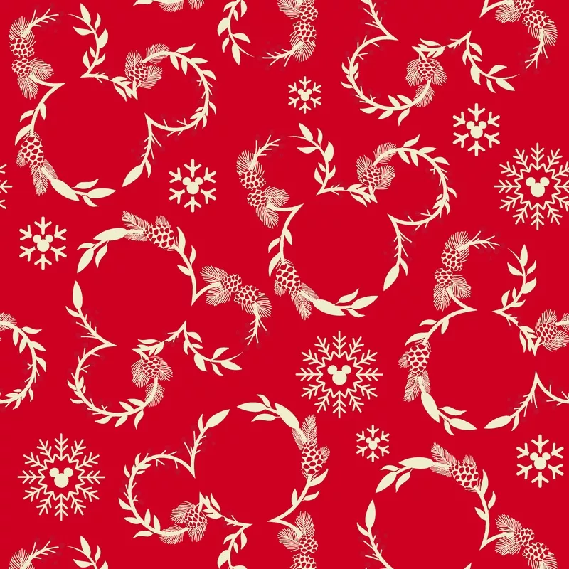 Disney Mickey Mouse Yuletide Wreath on Red